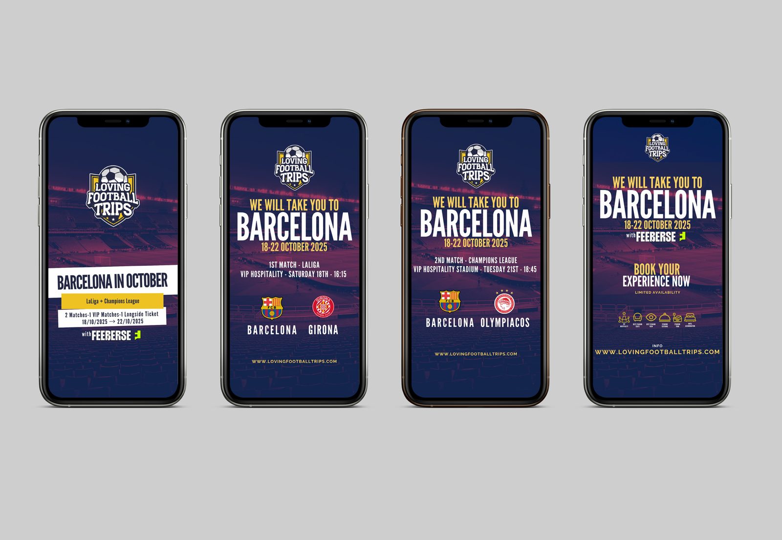 Barcelona in October campaign: Barcelona vs Girona, Barcelona vs Olympiacos, booking call to action