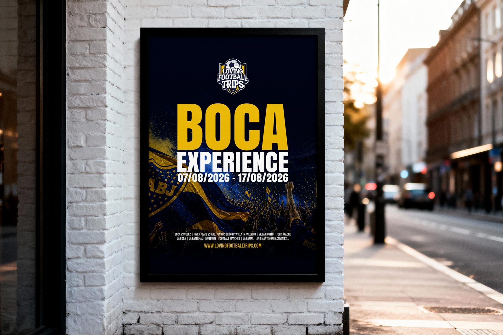 Boca Experience framed poster on a street wall