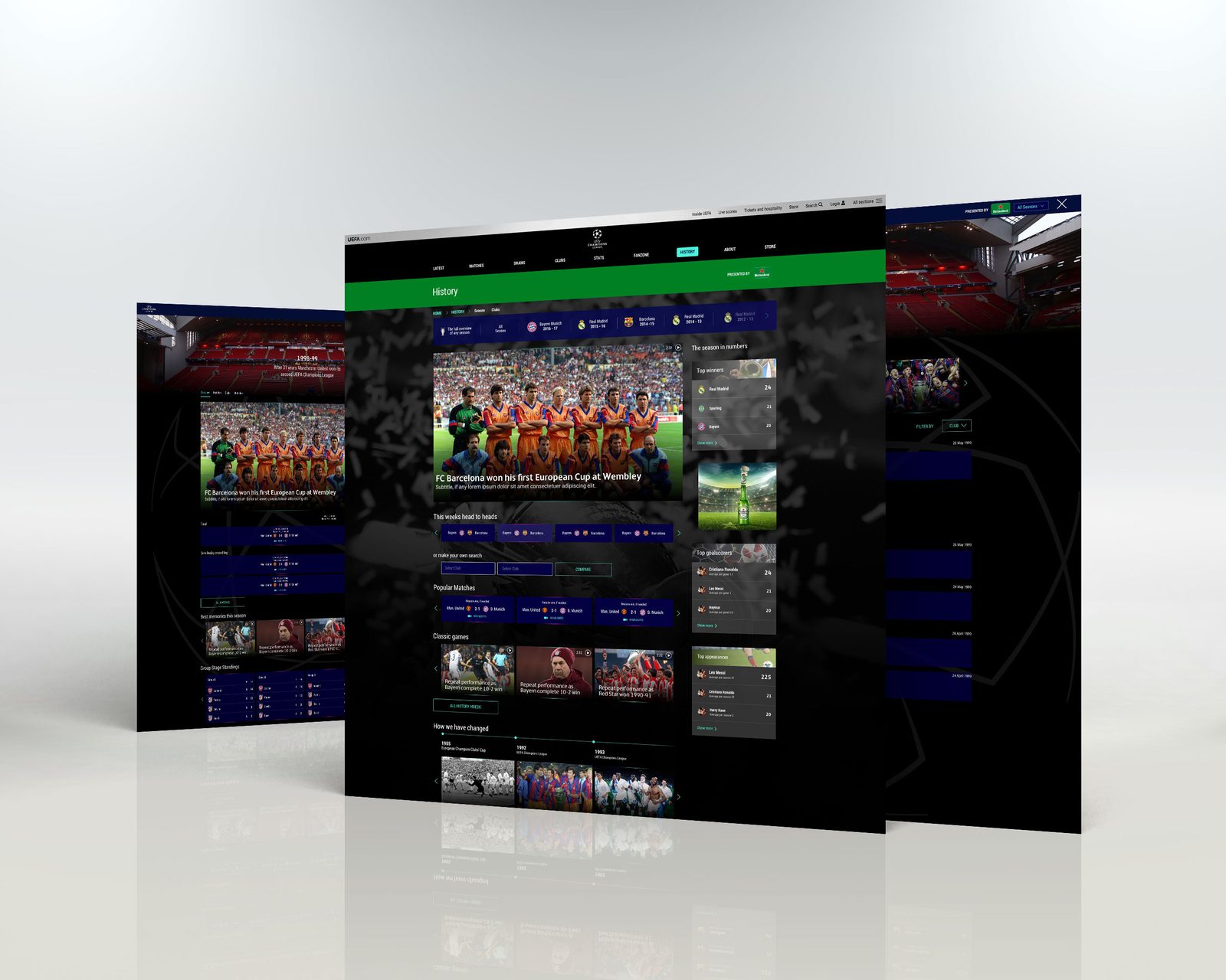 UEFA Champions League History section, desktop