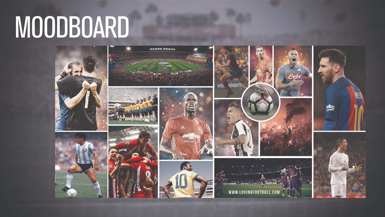 Loving Football moodboard with football imagery and players